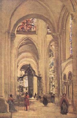 Jean Baptiste Camille  Corot La cathedrale de Sens (mk11) Germany oil painting art